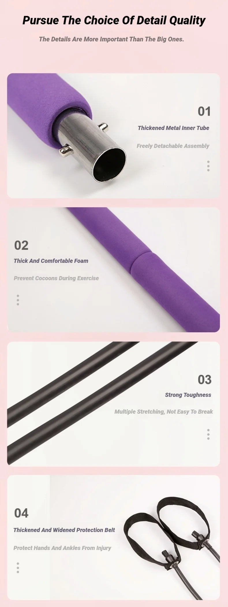 ortable Yoga Pilates Bar Stick with Resistance Bands – Full Body Workout Tension Rope