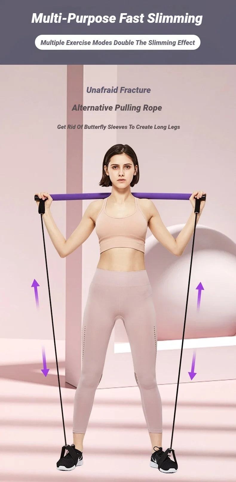 ortable Yoga Pilates Bar Stick with Resistance Bands – Full Body Workout Tension Rope