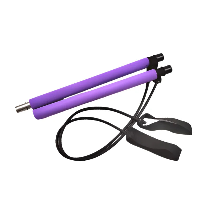 ortable Yoga Pilates Bar Stick with Resistance Bands – Full Body Workout Tension Rope