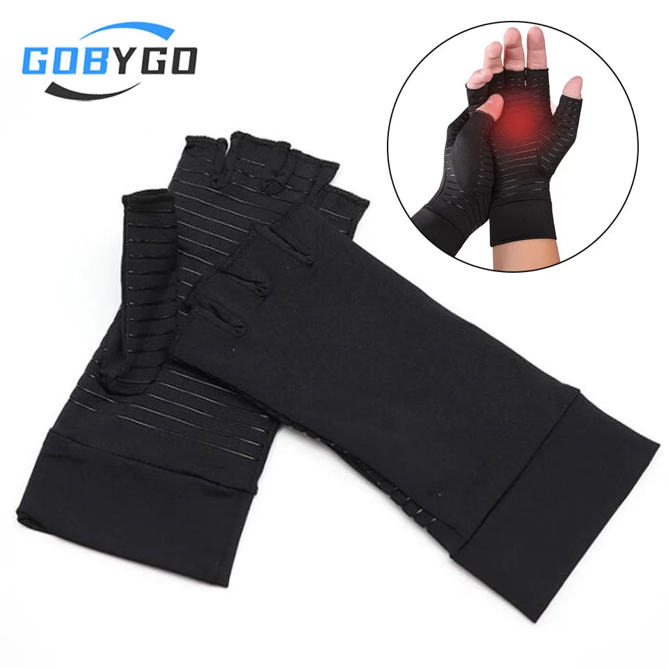 1Pair GOBYGO Fitness Gloves Anti-slip Compression Half Finger