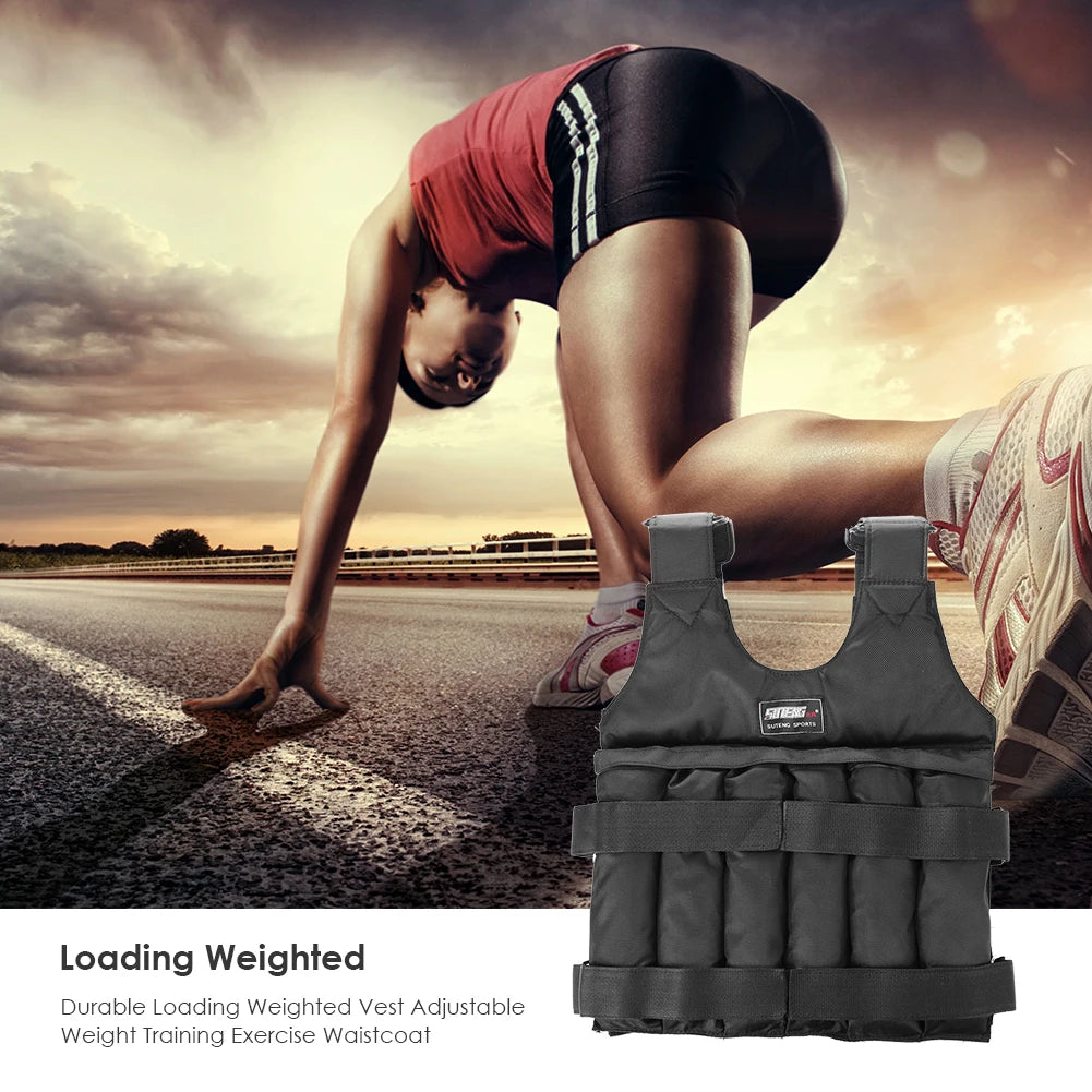 1-50kg Durable Loading Weighted Vest Adjustable Weight Training Exercise Waistcoat Jacket Sand Clothing Boxing Fitness Equipment