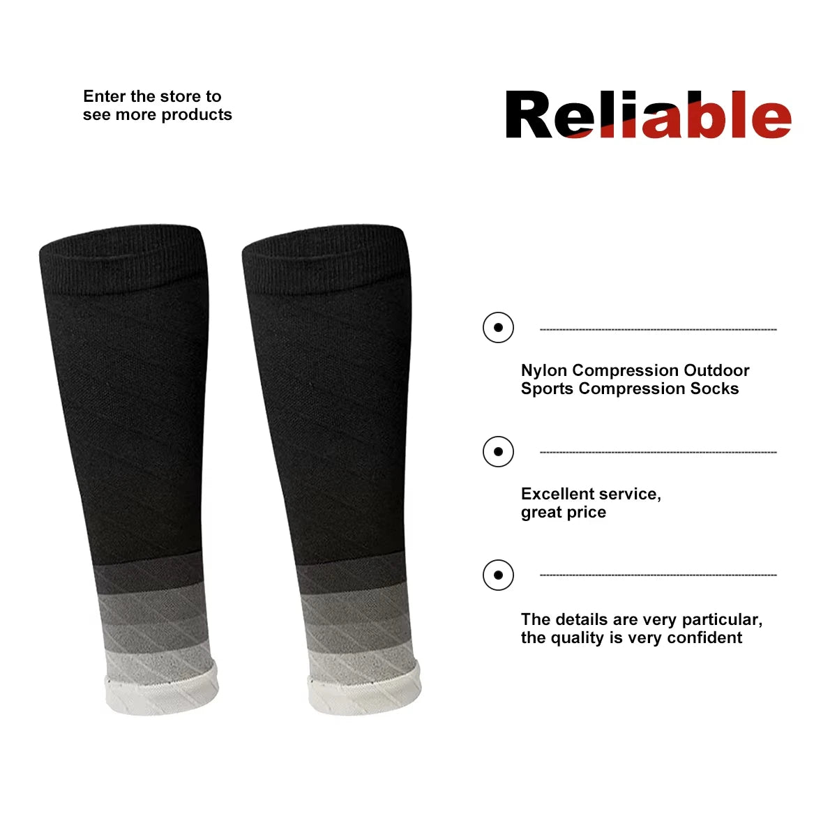 1 Pair Calf Compression Sleeves (20–30 mmHg) – Support for Shin Splints & Fatigue